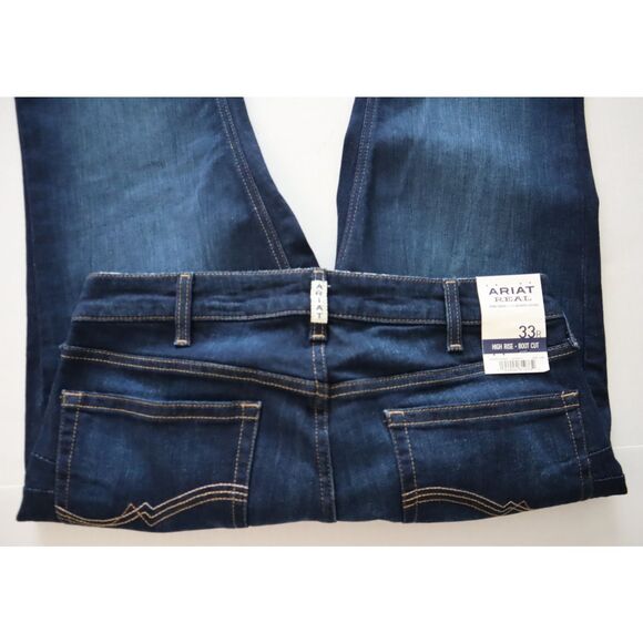 ARIAT R.E.A.L. Women's Sz 33R Pennsylvania Blue High Rise Ballary Boot Cut Jeans - Picture 5 of 13